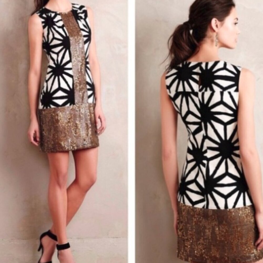 Tabitha Karimata Event Gold Sequin Mini Dress Sleeveless  - 47486